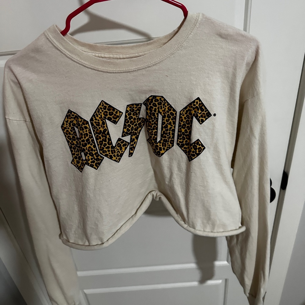 Cropped crème AC/DC long sleeve tee